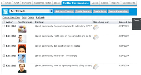 Salesforce’s monitoring screens for Facebook and Twitter