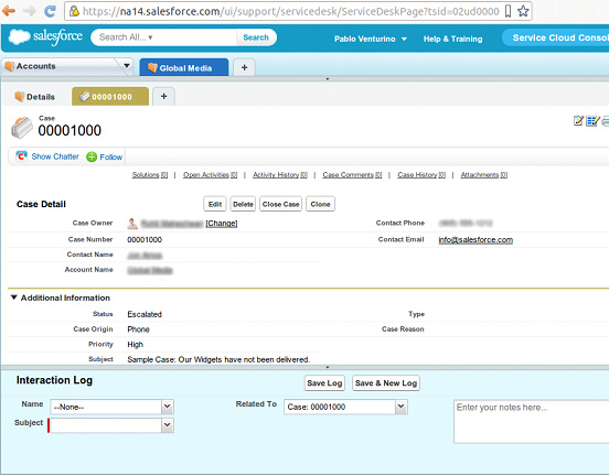 Creating a new case in Saleforce’s Service Cloud