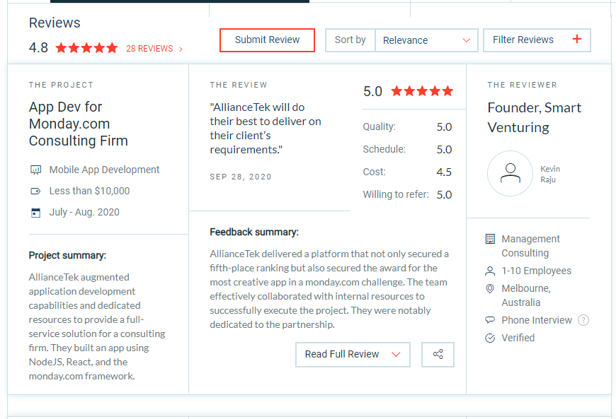 AllianceTek Client Reviews